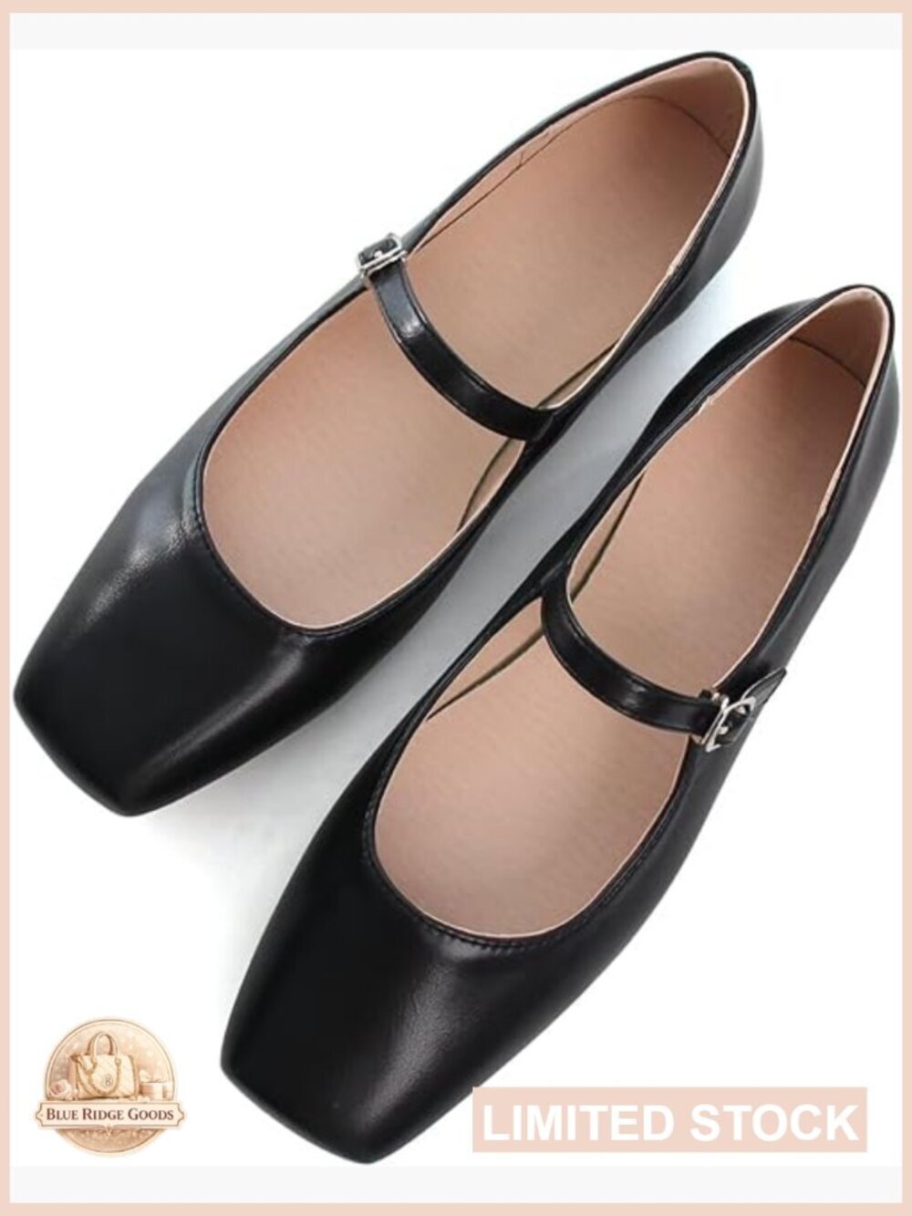 Retro Mary Jane Flats Square Toe Slip On Work Shoes